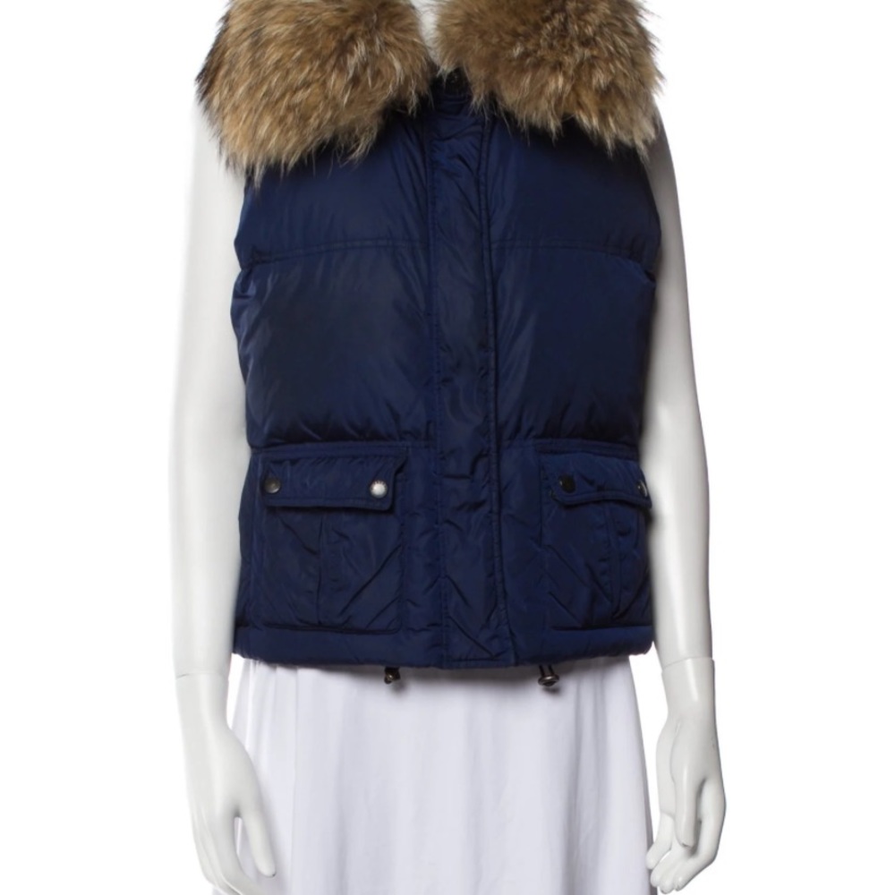 Burberry London down vest with removable fur collar